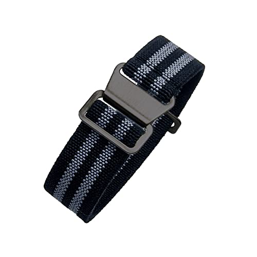 18/20/22mm Herren Damen Military Style Elastisches Nylon Geflochtenes Nato Armband Atmungsaktives Hautfreundliches Uhrenarmband mit Installationswerkzeugen, Schwarz+Grau-Schwarz, 22mm von Bumdenuu