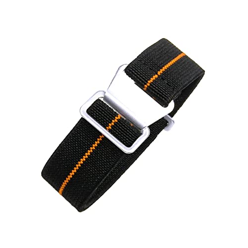 18/20/22mm Herren Damen Military Style Elastisches Nylon Geflochtenes Nato Armband Atmungsaktives Hautfreundliches Uhrenarmband mit Installationswerkzeugen, Schwarz+Orange-Silber, 20mm von Bumdenuu