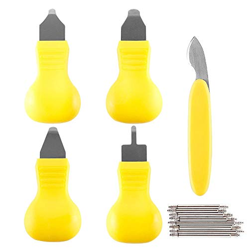 Uhr Zurück Etui Opener Remover Messer Reparatur Werkzeug verschiedene Größen 5 Stück Uhrenbatterie Ändern Edelstahl & 8 Extra Uhr Pins, gelb von Bumdenuu
