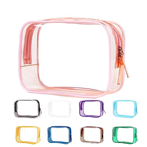 Kleine transparente Tasche für Männer, transparente Tasche klein, transparente Make-up-Tasche, TSA zugelassene Kulturbeutel, transparente Reisetaschen für Kosmetiktasche, transparente Kosmetiktasche für Frauen und Männer klein, Pink von Buminee