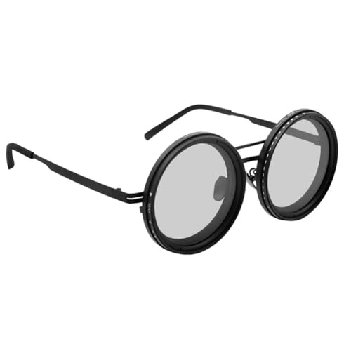 Bumiva 1-9 Gänge Einstellbare Sonnenbrille Rund mit ND-Filtergläsern Breite Retrobrille Polarisierte Sonnenbrille von Bumiva