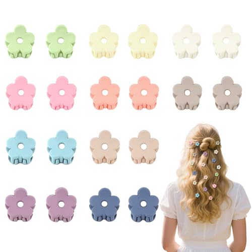 Bumlofa 20 Stücke Haarklammer Klein Bunt, Haarspange Blume Mini Haarspangen Mädchen, Farbenfrohe Blumenhaarklammern für Frisuren Deko & Party Look von Bumlofa