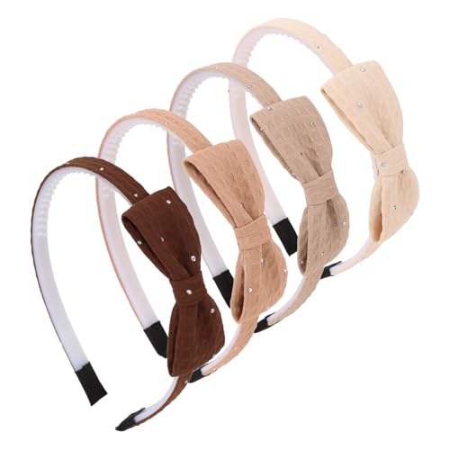 Bumlofa 4 Stück Stoff-Bow-Haarreifen Damen-Set, Strass-Dekor & Textur-Design für Haarreifen Mädchen, Passende Haaraccessoires für Partys & Alltags-Looks, Eleganter Stirnband von Bumlofa