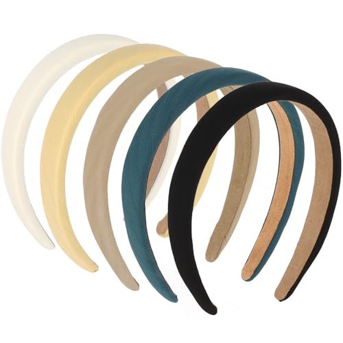 Bumlofa 5 Stück Einfarbige Flach-Haarreifen Damen-Set, Pastell-Töne + Strukturiertes Design für Haarreifen Mädchen von Bumlofa