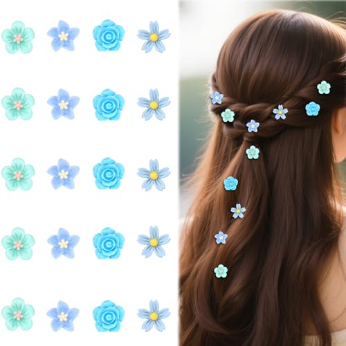 Bumlofa 20 Stück blaue kleine Blumen-Haarspangen für Damen, süße Blumen-Haarspangen, dekorative Accessoires für Hochzeiten und Brautkleider Bumlofa 20 Stück blaue kleine Blumen-Haarspangen für Damen, süße Blumen-Haarspangen, dekorative Accessoires für Hochzeiten und Brautkleider von Bumlofa