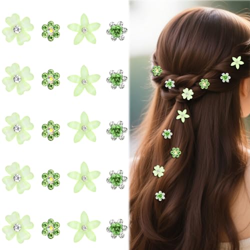 Bumlofa 20 Stück winzige kleine Haarspangen mit grünen Blumen und Rhinestones. Hübsche Accessoires, Haarspangen für Frauen mit dickem Haar, geeignet für Styling, Ankleiden, und Hochzeiten. Bumlofa 20 Stück winzige kleine Haarspangen mit grünen Blumen und Rhinestones. Hübsche Accessoires, Haarspangen für Frauen mit dickem Haar, geeignet für Styling, Ankleiden, und Hochzeiten. von Bumlofa