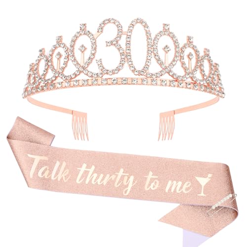 Bumlofa 30. Roségoldenes Geburtstagskrone - Tiara - und "30 & Fabulous" - Schärpe - Set für Damen, Strass - Stirnband - Accessoire - Tiara mit Kamm zur Dekoration von Geburtstagspartys Bumlofa 30. Roségoldenes Geburtstagskrone - Tiara - und "30 & Fabulous" - Schärpe - Set für Damen, Strass - Stirnband - Accessoire - Tiara mit Kamm zur Dekoration von Geburtstagspartys von Bumlofa