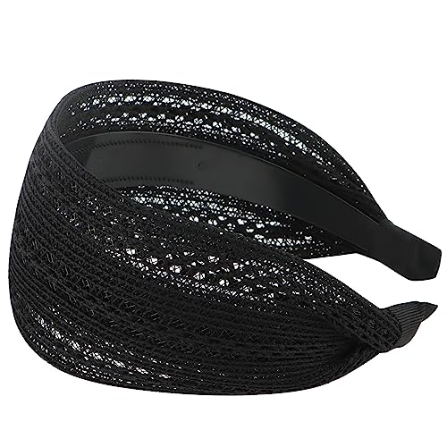 Bumlofa Schwarzes breites haarband spitze Stirnband für Frauen, breites Retro-Klassik-Vintage-Kopfband-Accessoire für den täglichen Gebrauch, beim Gesichtswaschen und Make-up. von Bumlofa