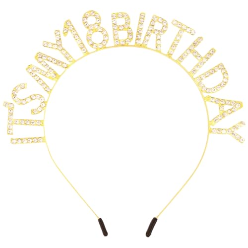 Bumlofa Goldene Krone Mädchen mit Kristallen - "It's My 18 Birthday" Haarreifen Mädchen, Perfekt für Birthday Girl von Bumlofa