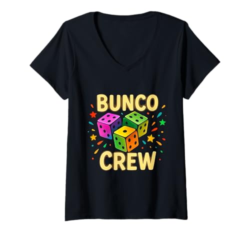 Damen Bunco Crew Funny Bunco Game Night Party für Damen und Mädchen T-Shirt mit V-Ausschnitt Damen Bunco Crew Funny Bunco Game Night Party für Damen und Mädchen T-Shirt mit V-Ausschnitt von Bunco Game Night Bunco Player Apparel Co.