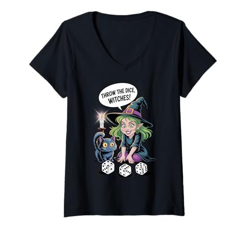 Damen Bunco Halloween-Party „Throw The Dice Hexes for Women“ T-Shirt mit V-Ausschnitt Damen Bunco Halloween-Party „Throw The Dice Hexes for Women“ T-Shirt mit V-Ausschnitt von Bunco Game
