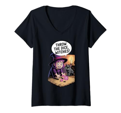 Damen Bunco Halloween-Party „Throw The Dice Hexes for Women“ T-Shirt mit V-Ausschnitt Damen Bunco Halloween-Party „Throw The Dice Hexes for Women“ T-Shirt mit V-Ausschnitt von Bunco Game