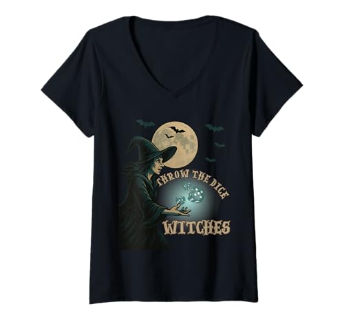 Damen Bunco Halloween-Party „Throw The Dice Hexes for Women“ T-Shirt mit V-Ausschnitt Damen Bunco Halloween-Party „Throw The Dice Hexes for Women“ T-Shirt mit V-Ausschnitt von Bunco Game