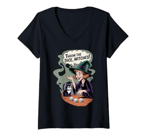 Damen Bunco Halloween-Party „Throw The Dice Hexes for Women“ T-Shirt mit V-Ausschnitt Damen Bunco Halloween-Party „Throw The Dice Hexes for Women“ T-Shirt mit V-Ausschnitt von Bunco Game
