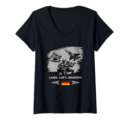 Damen Bundeswehr Soldat Militär Veteran Stolz T-Shirt mit V-Ausschnitt von Bundeswehr Soldat Veteran Militär Kleidung