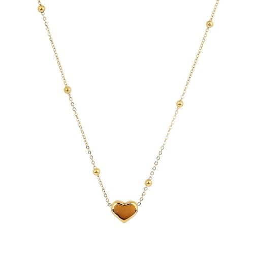 BundleMall Herz Kette Mit Mädchen Damen, 18K Gold Vergoldet Herz Halskette,Trendiger Alltagstauglicher Schmuck,Trendige Geschenkidee (A-Gold) von BundleMall