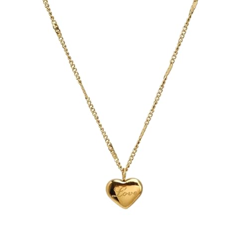 Herz Kette Mit Mädchen Damen, 18K Gold Vergoldet mit Buchstaben Herz Halskette, Frauen Geschenke für Mädchen (A-Gold) von BundleMall