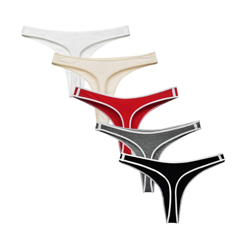 Bundviel G-String 5er Set Damen String Tangas Slip Unterwäsche Baumwolle Cotton-Stretch von Bundviel