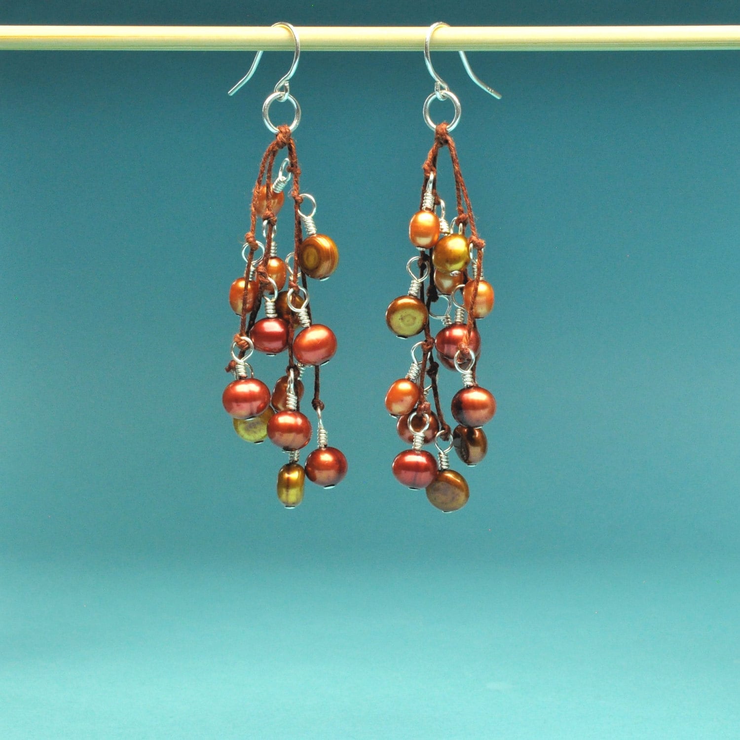 Kupfer, Bronze Und Mandarine Perle Ohrringe von Bungalow42