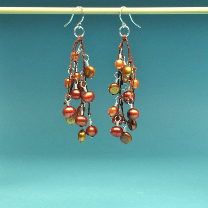 Kupfer, Bronze Und Mandarine Perle Ohrringe von Bungalow42