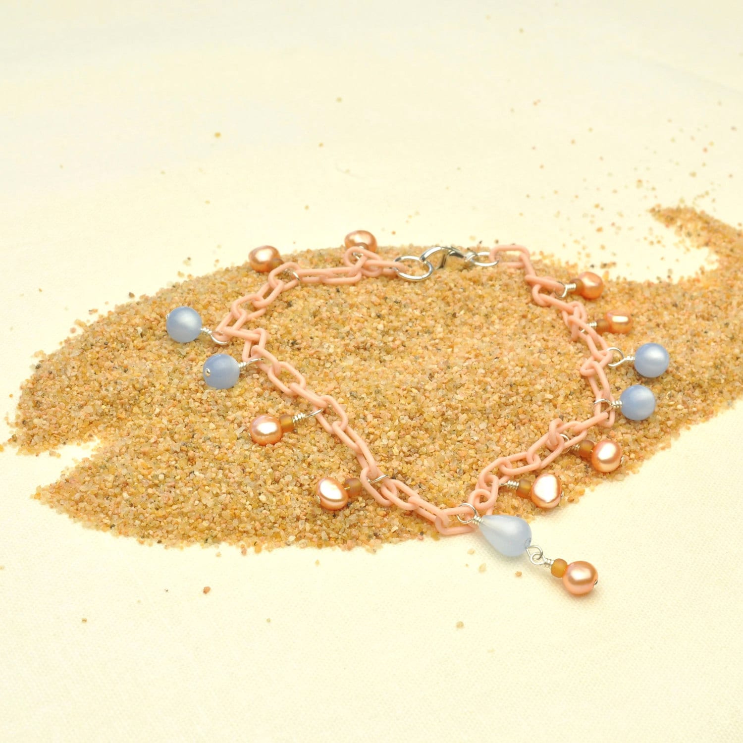 Pfirsich Perle Fußkettchen von Bungalow42