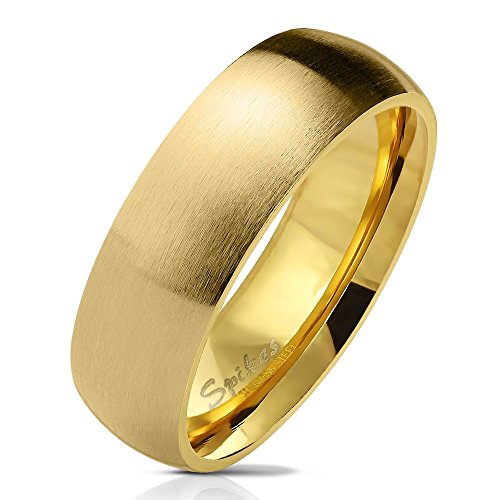 Bungsa 49 (15.6) goldener RING für Damen & Herren - Gold - Damenring aus EDELSTAHL matt - edler Edelstahlring geeignet als Verlobungsringe, Freundschaftsringe & Partnerringe von Bungsa