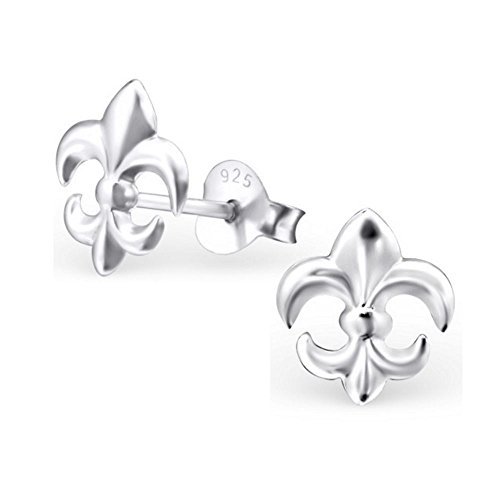 Bungsa .925 SILBER Fleur de Lis Ohrstecker Kreuz für Damen & Herren von Bungsa