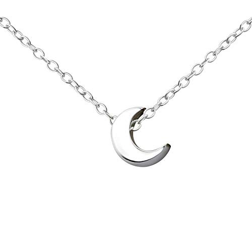 Bungsa .925 Sterling Silver Halskette mit Mond Anhänger (Silberkette Damenkette Necklace Frauen Echtschmuck Männer) von Bungsa