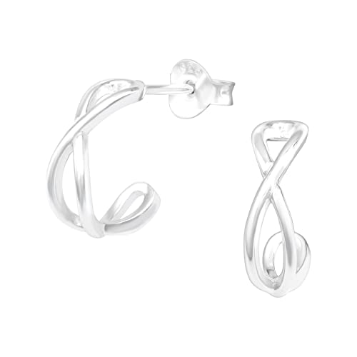 Bungsa Halb-Creolen mit Infinity-Symbol für Damen aus .925 Sterling Silber von Bungsa