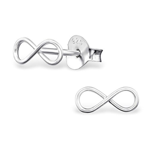 Bungsa Infinity Damen-Ohrstecker .925 Sterling Silver Unendlichkeits Zeichen ECHTSILBER (Ohrringe Echtschmuck Studs Ohrschmuck Damen Frauen Herren) von Bungsa