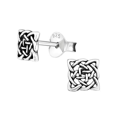 Bungsa Keltenknoten Ohrstecker .925 Sterling SILBER 5mm (Ohrringe Echtschmuck Studs Ohrschmuck Damen Frauen Herren) von Bungsa