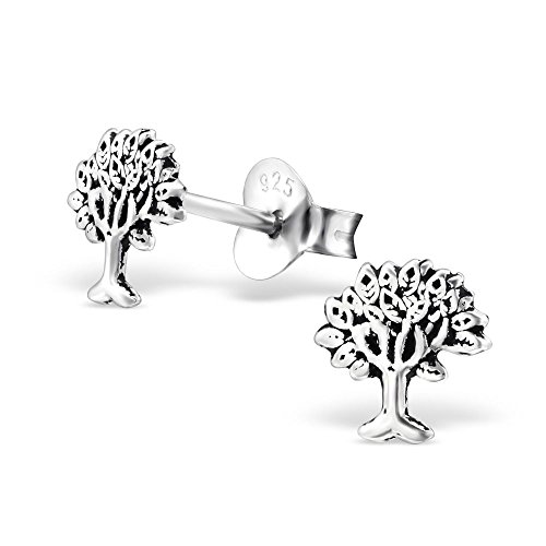 Bungsa Lebensbaum .925 Sterling Silver Ohrstecker Tree of Life (Ohrringe Echtschmuck Studs Ohrschmuck Damen Frauen Herren) von Bungsa