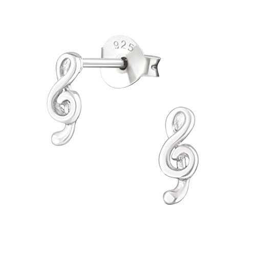 Bungsa Notenschlüssel Ohrstecker .925 Sterling Silver Musik (Ohrringe Echtschmuck Studs Ohrschmuck Damen Frauen Herren) von Bungsa