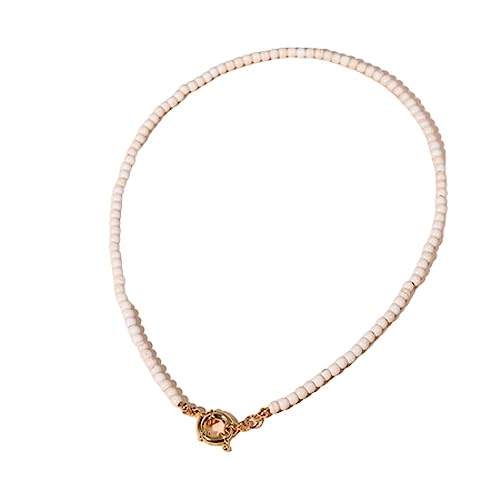 Bungsa Perlen-Halskette Choker cremefarbene Perlen mit aufwändigem Karabinerverschluss Damen von Bungsa