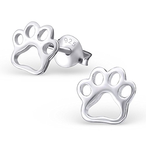 Bungsa Pfötchen Ohrstecker .925 Sterling Silver Tatze (Ohrringe Echtschmuck Studs Ohrschmuck Damen Frauen Herren) von Bungsa