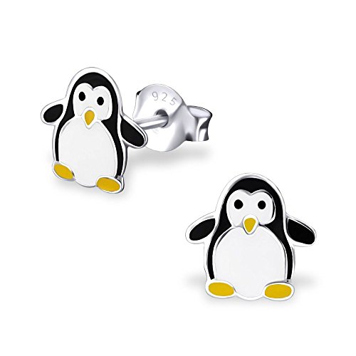 Bungsa Pinguin Kinder-Ohrstecker .925 STERLING SILBER (Ohrringe Echtschmuck Studs Ohrschmuck Jungs Mädchen) von Bungsa