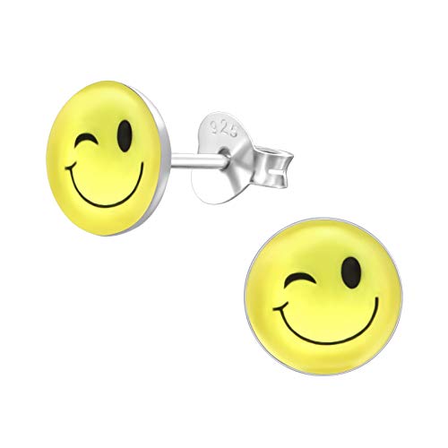 Bungsa Zwinker-Smiley Kinder-Ohrstecker .925 Sterling Silber von Bungsa