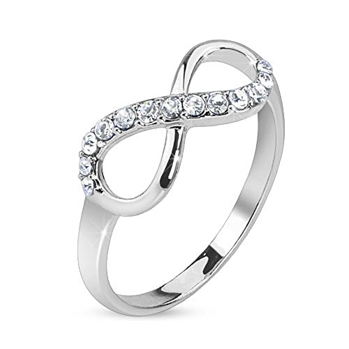 Bungsa 49 (15.6) Ring Infinity Silber Unendlichkeits Symbol Edelstahl schmal (Ring Damen Fingerring Partnerringe Verlobungsringe Trauringe Damenring Edelstahlring Chirurgenstahl) von Bungsa