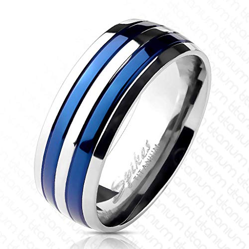 Bungsa 52 (16.6) Blauer Labyrinth Ring Edelstahl Frauen & Männer 49-70 von Bungsa