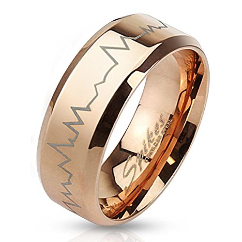 Bungsa 52 (16.6) Herzschlag Ring Rosegold Edelstahl Damen & Herren 49-70 von Bungsa