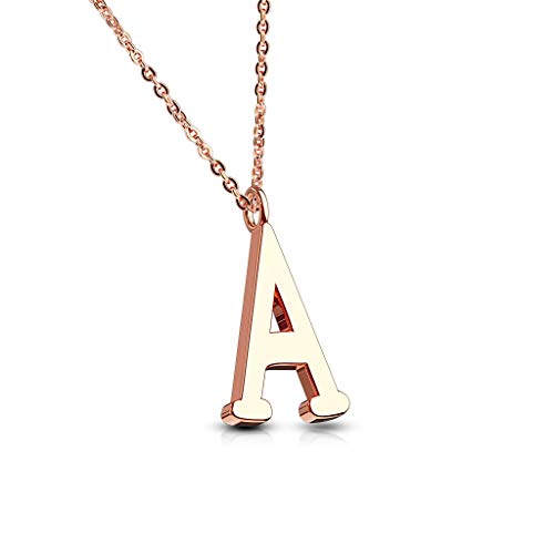 Bungsa BUCHSTABE A Kette Rosegold - BUCHSTABEN-ANHÄNGER A Halskette in Rosegold - Alphabet Kette rosé - aus Edelstahl - Schmuck für Damen, Kinder & Herren von Bungsa