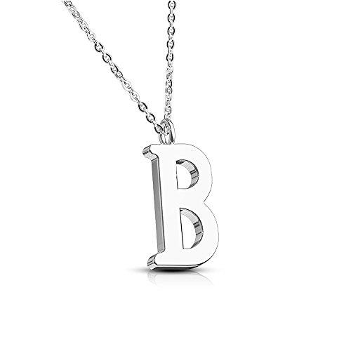 Bungsa BUCHSTABE B Halskette Silber - BUCHSTABEN-ANHÄNGER B Kette - Alphabet Kette für Frauen & Männer - aus Edelstahl - Schmuck für Jungs & Mädchen von Bungsa