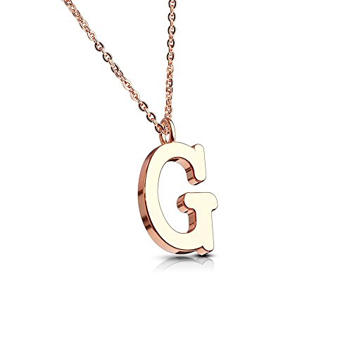 Bungsa BUCHSTABE G Kette Rosegold - BUCHSTABEN-ANHÄNGER G Halskette in Rosegold - Alphabet Kette rosé - aus Edelstahl - Schmuck für Damen, Kinder & Herren von Bungsa