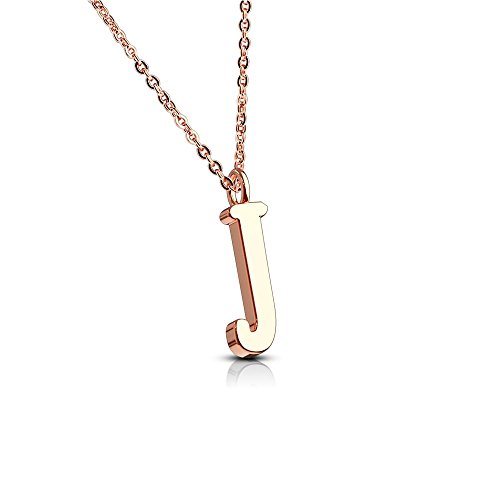 Bungsa BUCHSTABE J Kette Rosegold - BUCHSTABEN-ANHÄNGER J Halskette in Rosegold - Alphabet Kette rosé - aus Edelstahl - Schmuck für Damen, Kinder & Herren von Bungsa