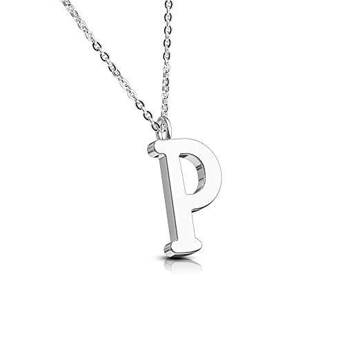 Bungsa BUCHSTABE P Halskette Silber - BUCHSTABEN-ANHÄNGER P Kette - Alphabet Kette für Frauen & Männer - aus Edelstahl - Schmuck für Jungs & Mädchen von Bungsa