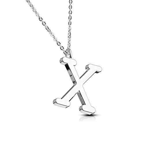 Bungsa BUCHSTABE X Halskette Silber - BUCHSTABEN-ANHÄNGER X Kette - Alphabet Kette für Frauen & Männer - aus Edelstahl - Schmuck für Jungs & Mädchen von Bungsa