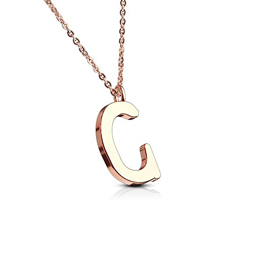 Bungsa BUCHSTABE C Kette Rosegold - BUCHSTABEN-ANHÄNGER C Halskette in Rosegold - Alphabet Kette rosé - aus Edelstahl - Schmuck für Damen, Kinder & Herren von Bungsa