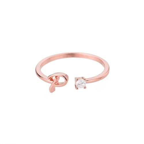 Bungsa Buchstaben Ring roségold Zirkonia-Kristall aus Metall - biegbarer Fingerring/Zehenring Toering für Damen, Kinder & Herren -P von Bungsa