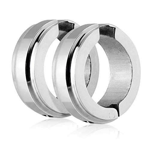 Bungsa Creolen silber mit Edelstahl Mittelring und Clipverschluss - 1 Paar von Bungsa