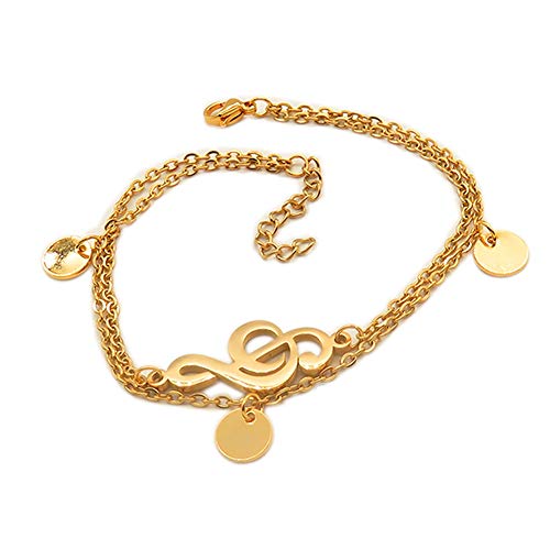 Bungsa Damen Bettelarmband Notenschlüssel gold aus 316L Edelstahl von Bungsa